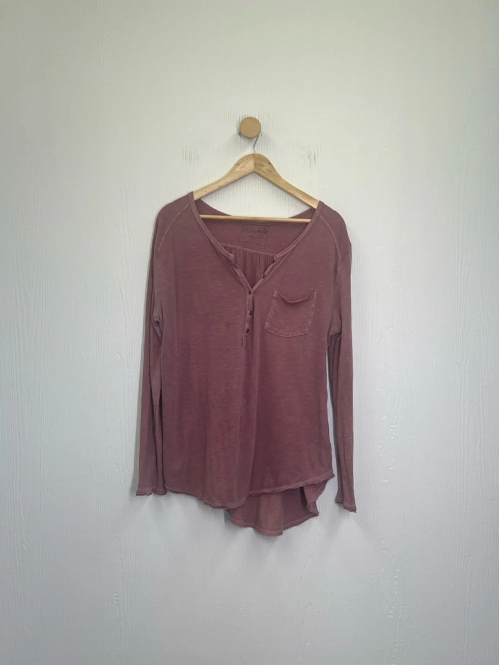 Free People - Frontier Slub Pocket Henley Long Sleeve Lightweight Top Size XS